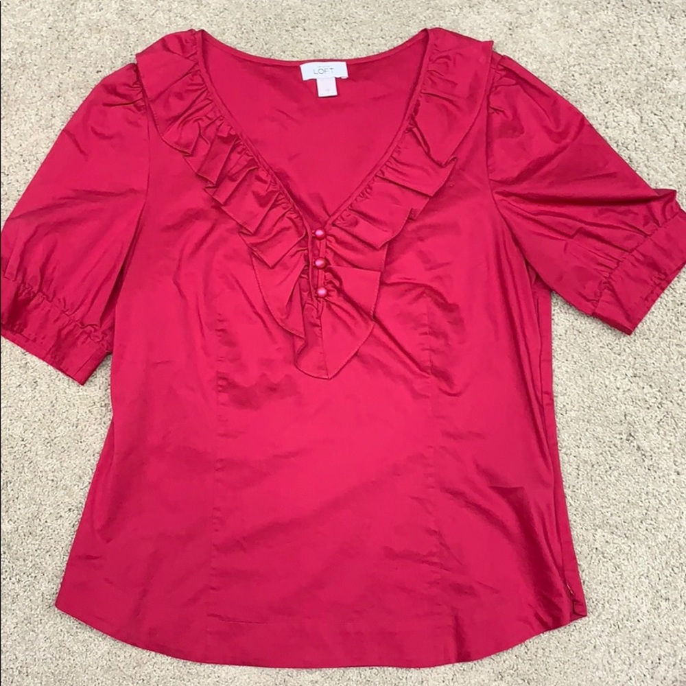 Loft raspberry side zip blouse.  Size 12.